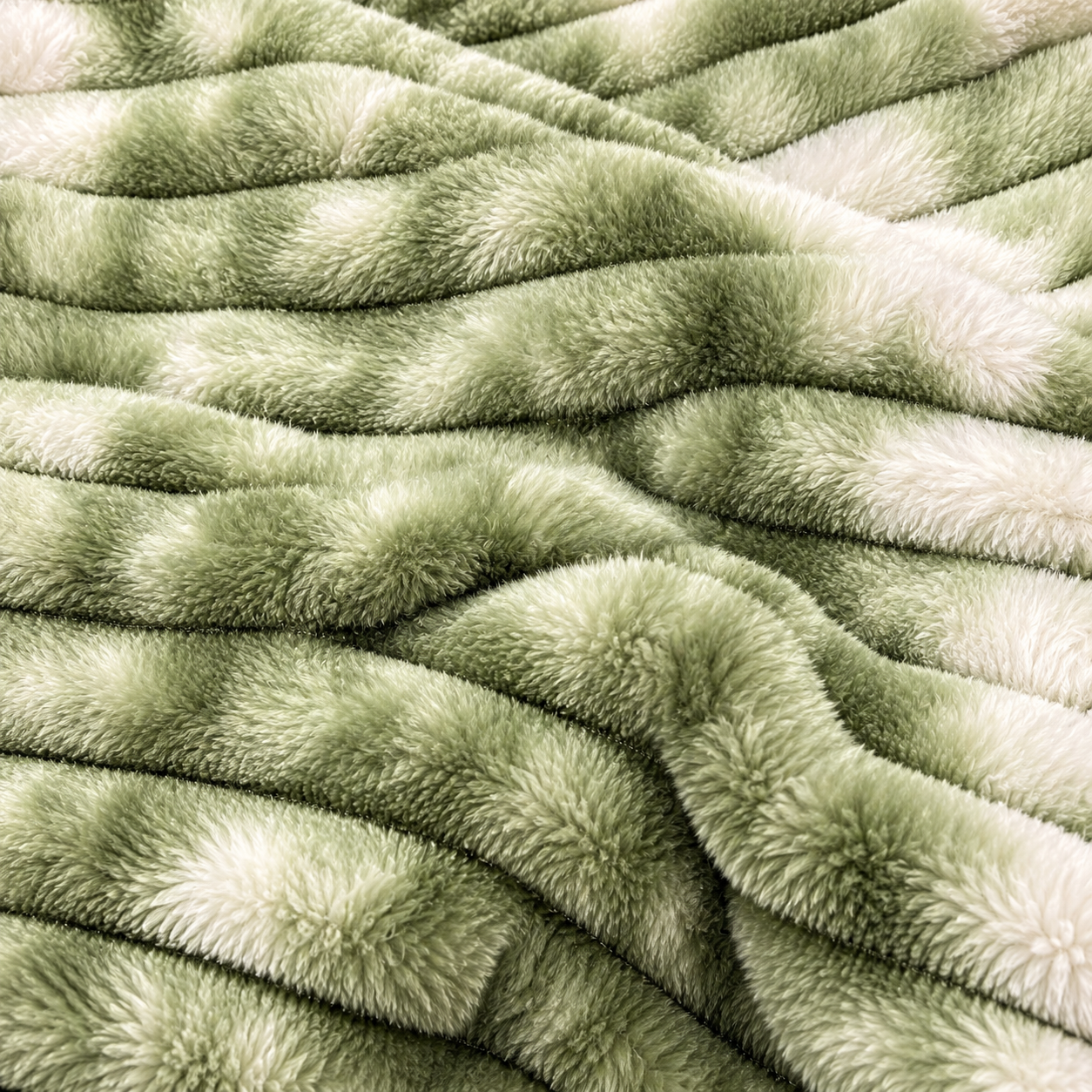 Green & White Rabbit Fur A.C. Blanket