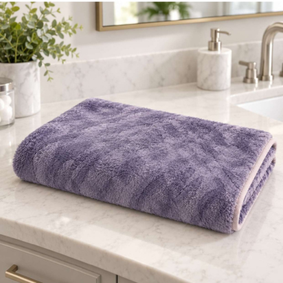 Premium Cotton Microfiber Bath & Hand Towel Set – Lavender