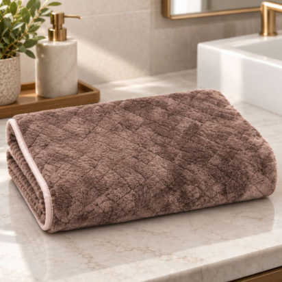 Premium Cotton Microfiber Bath & Hand Towel Set – Mocha Brown