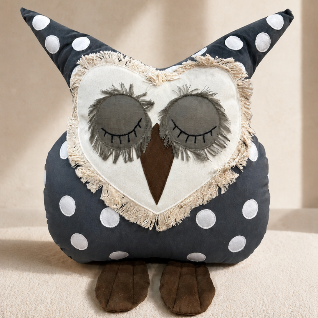 Sleepy Polka Owl Kids Cushion