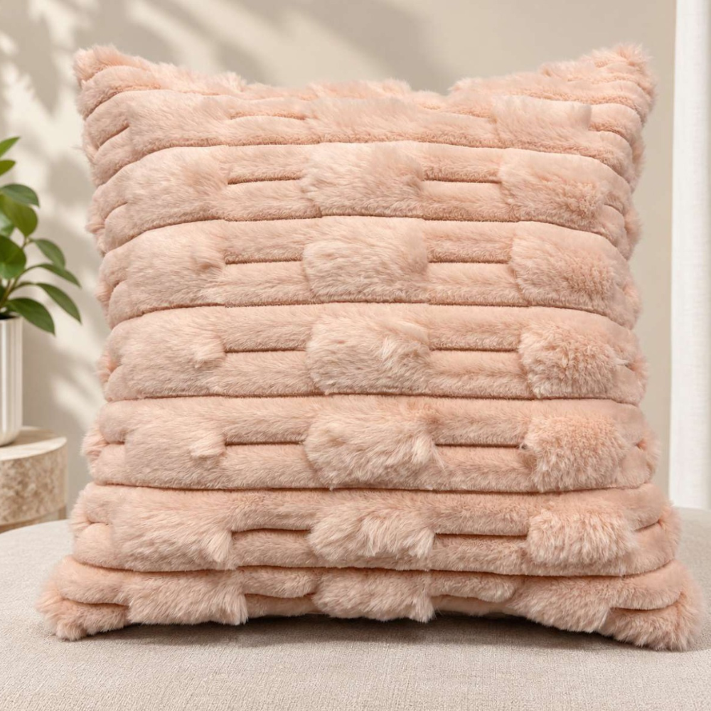 Luxury Plush Stripe Fur Cushion Cover