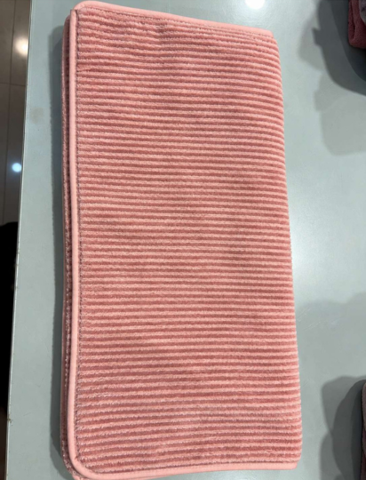 Premium Ribbed Bath & Hand Towel Set – Salmon Pink