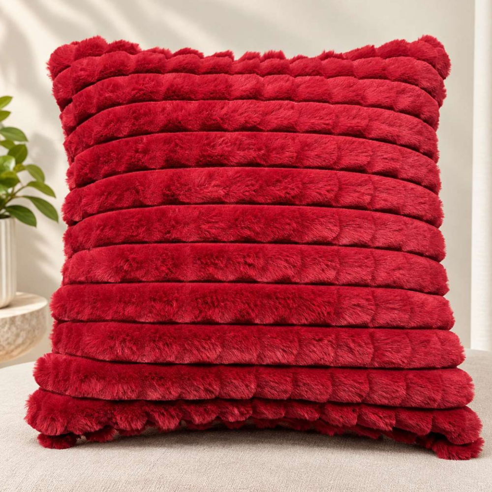 Luxury Plush Stripe Fur Cushion Cover