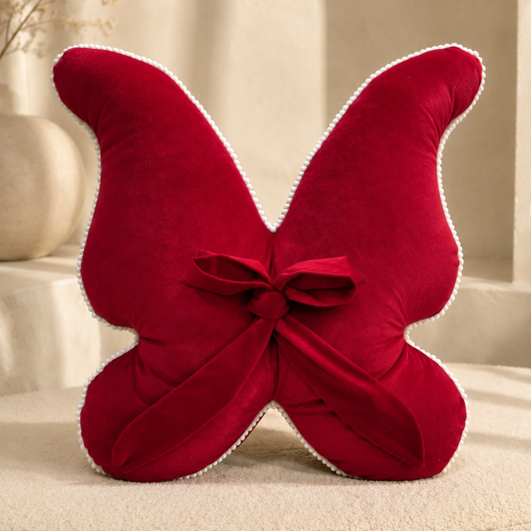 Ruby Butterfly Bow Decorative Cushion