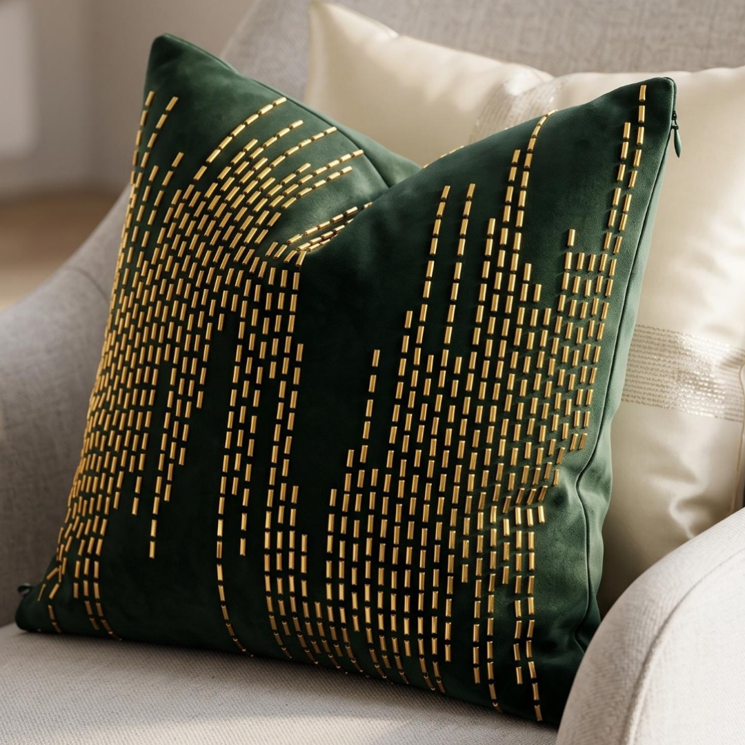 Flowing Cascade Accent Cushion Cover - Emerald Green