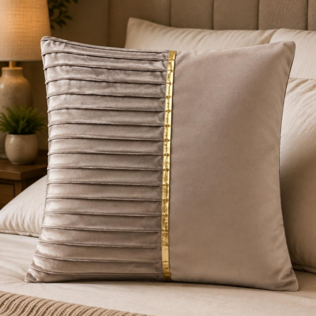 Pleated Panel Decorative Cushion Cover (Copy) - Silver Beige thumbnail