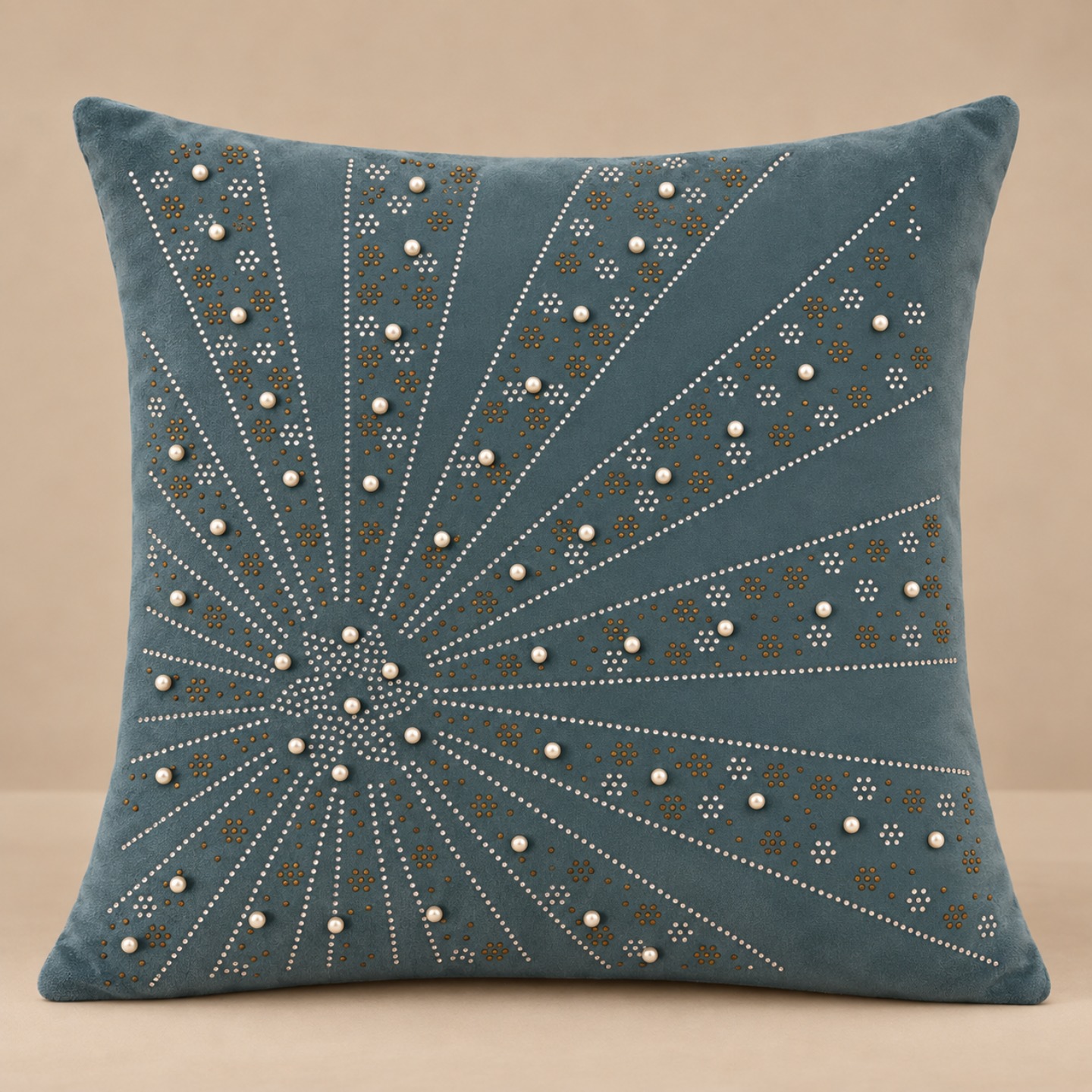 Decorative Starburst Motif Cushion Cover - Slate Blue
