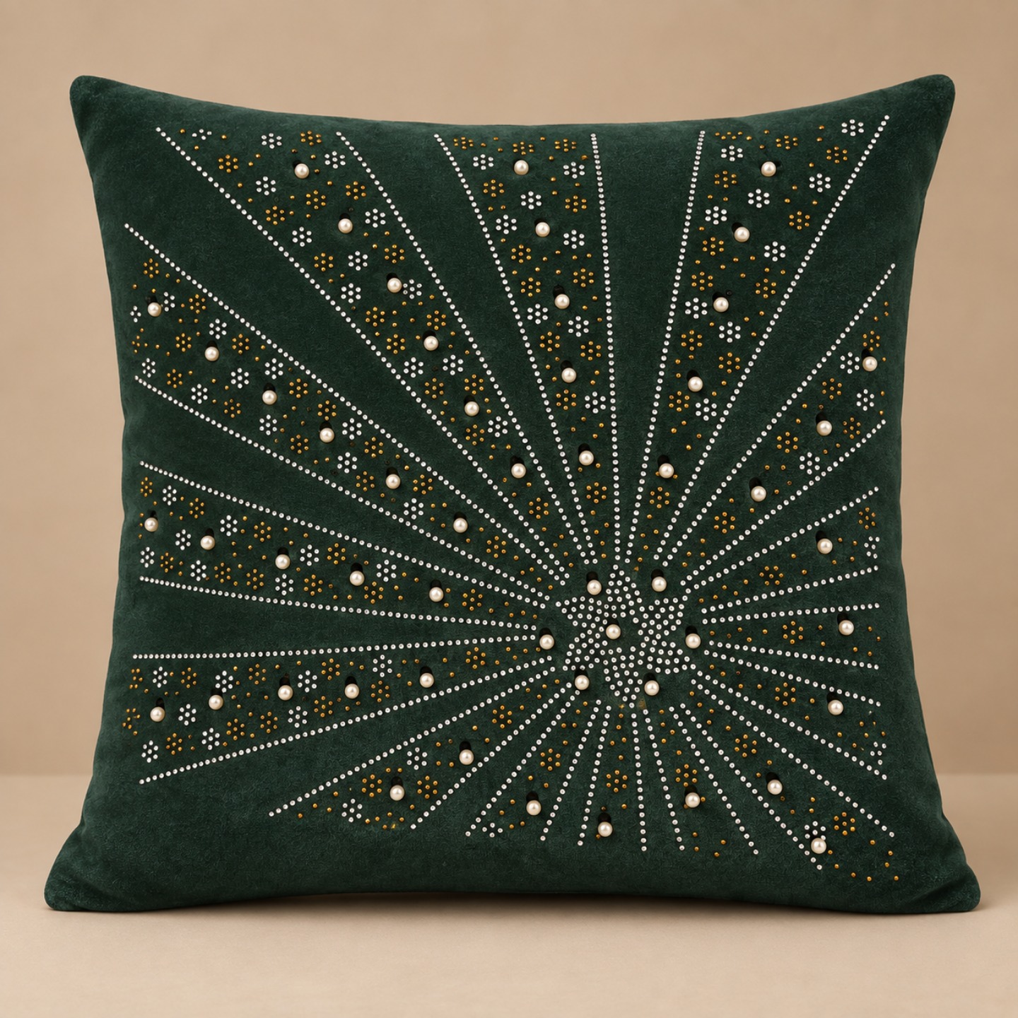 Ornamental Burst Pattern Cushion Cover - Bottle Green