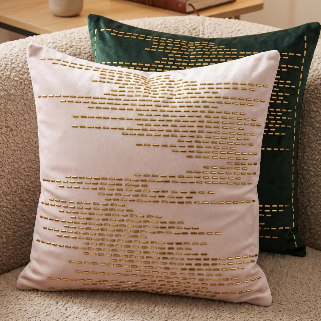 Abstract Wave Detail Cushion Cover - Ivory White
