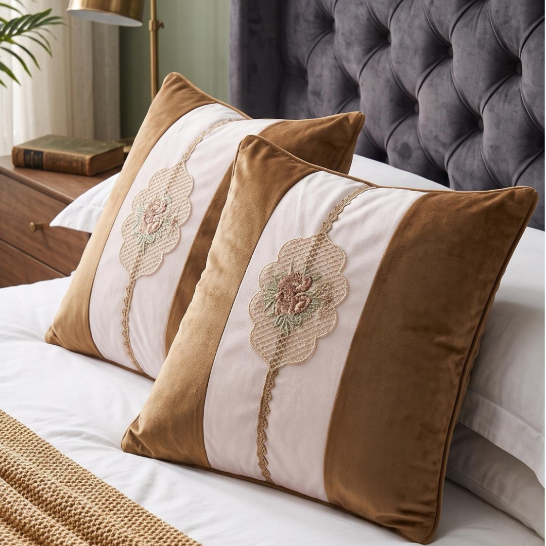 Floral Lattice Embroidered Cushion Cover (Copy)