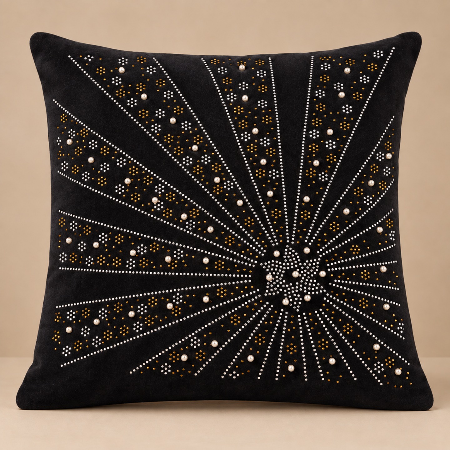 Ornamental Burst Pattern Cushion Cover - Classic Black