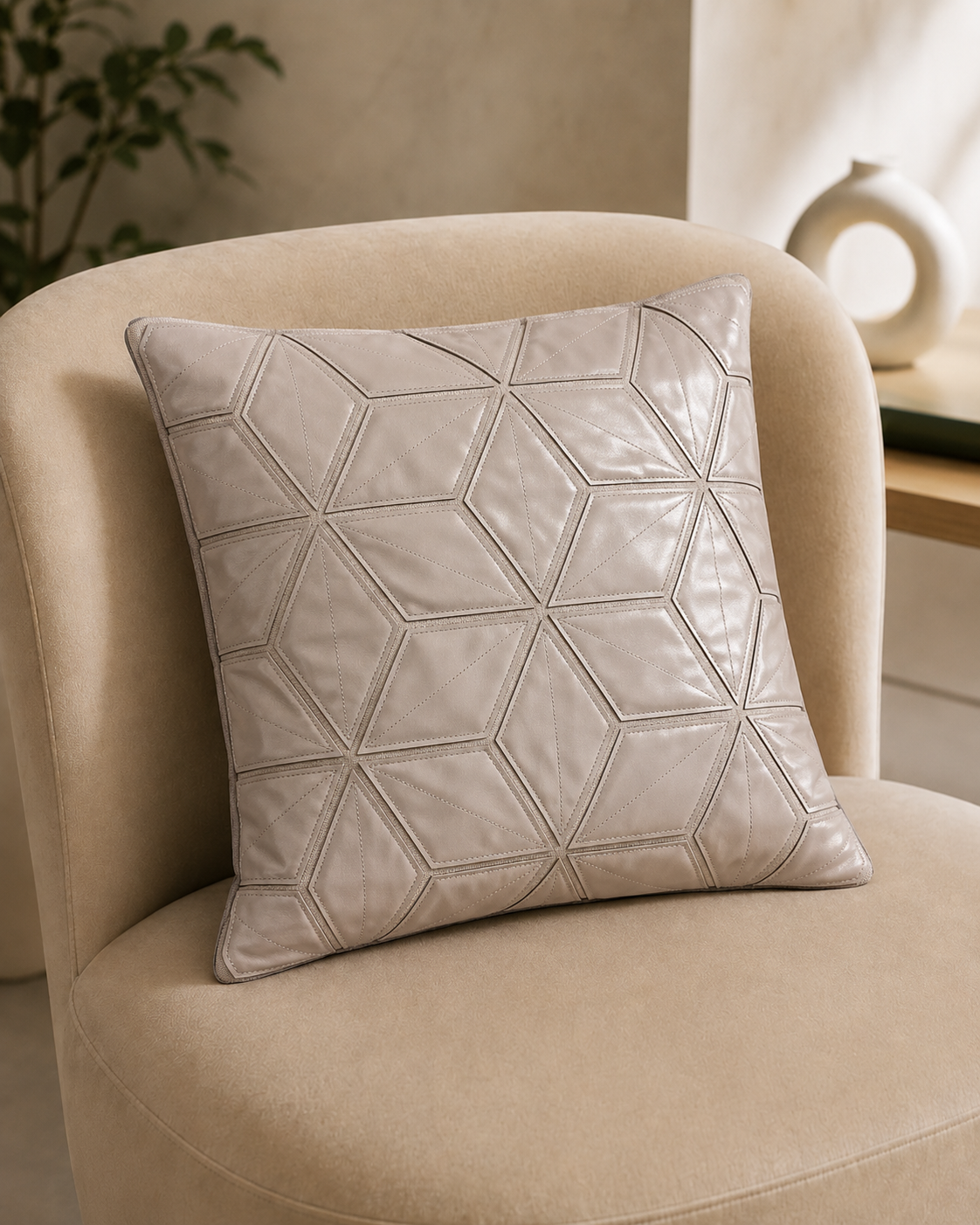 Abstract Linework Decorative Cushion Cover - Ivory