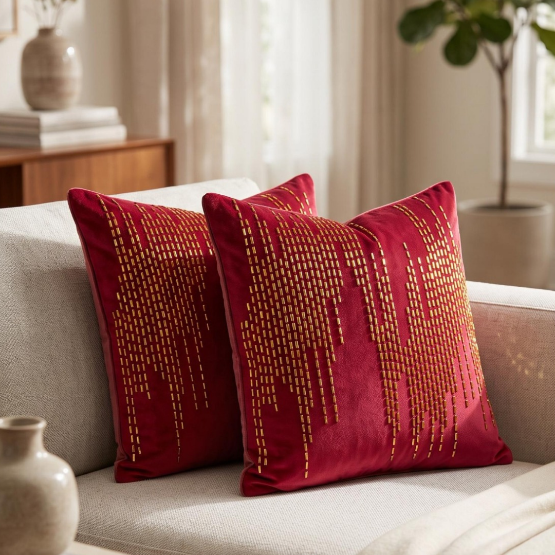Abstract Cascade Embellished Cushion Cover (Copy)