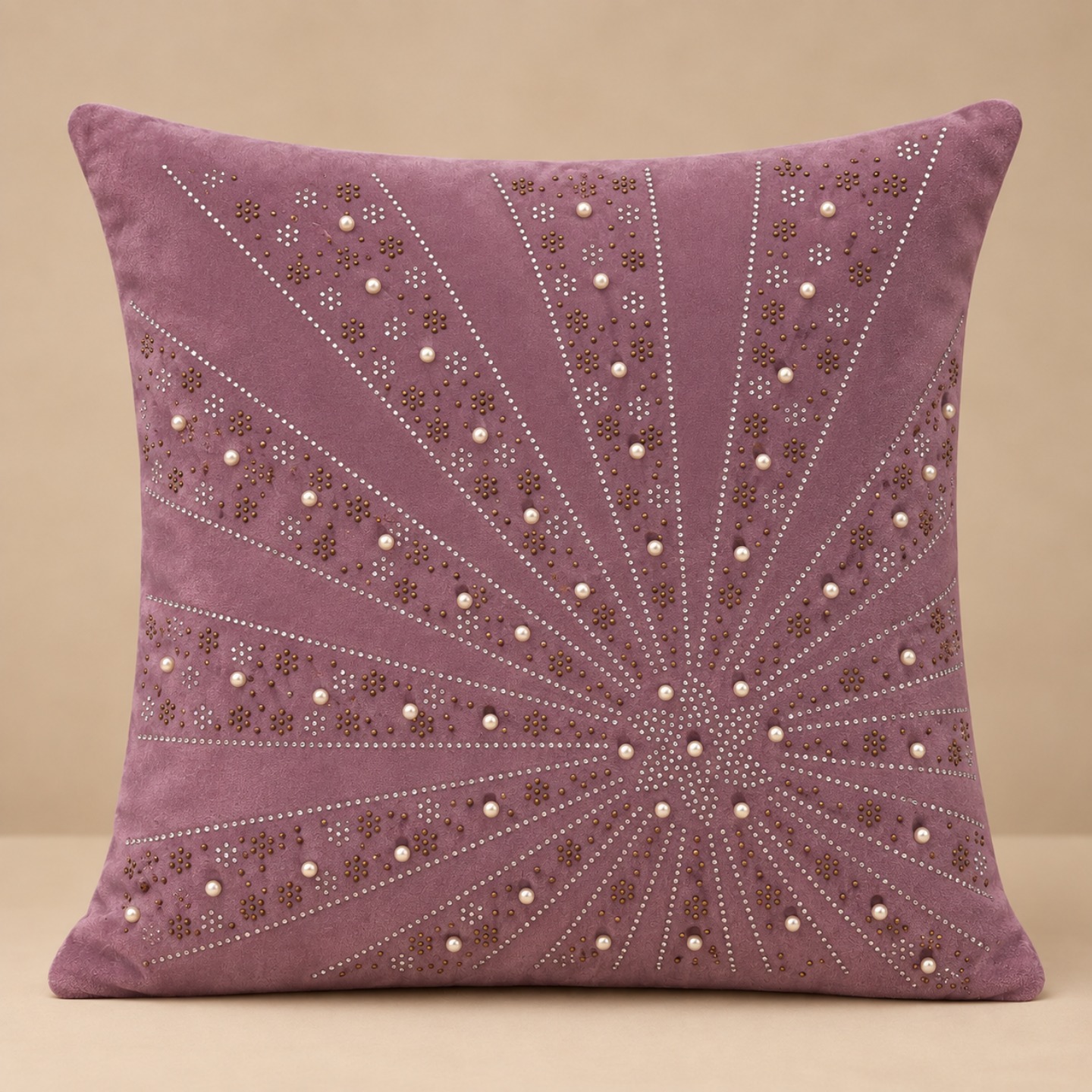 Decorative Starburst Motif Cushion Cover - Dusty Mauve