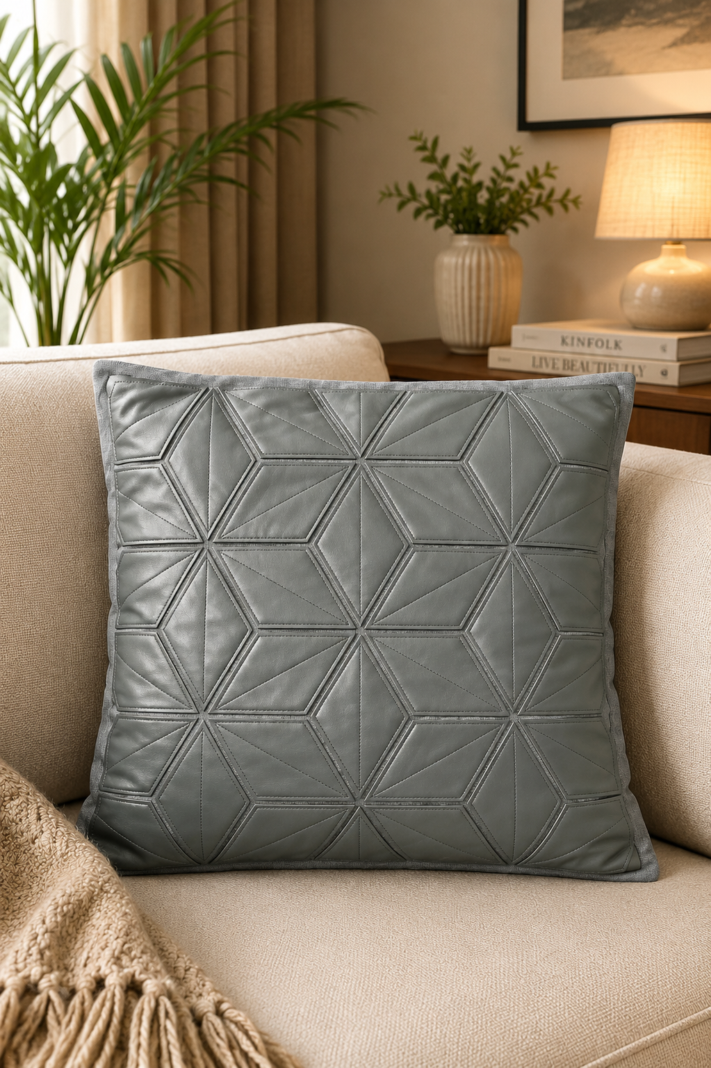 Abstract Linework Decorative Cushion Cover - Grey