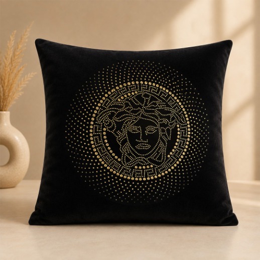 Luxury Medusa Embroidered Cushion