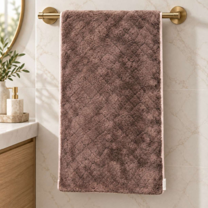 Premium Cotton Microfiber Bath & Hand Towel Set – Mocha Brown