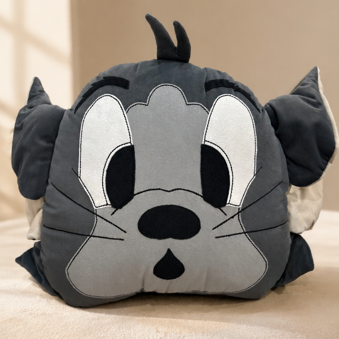 Playful Grey Cat Kids Cushion