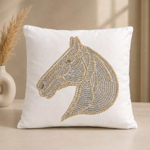 Embroidered Horse Cushion