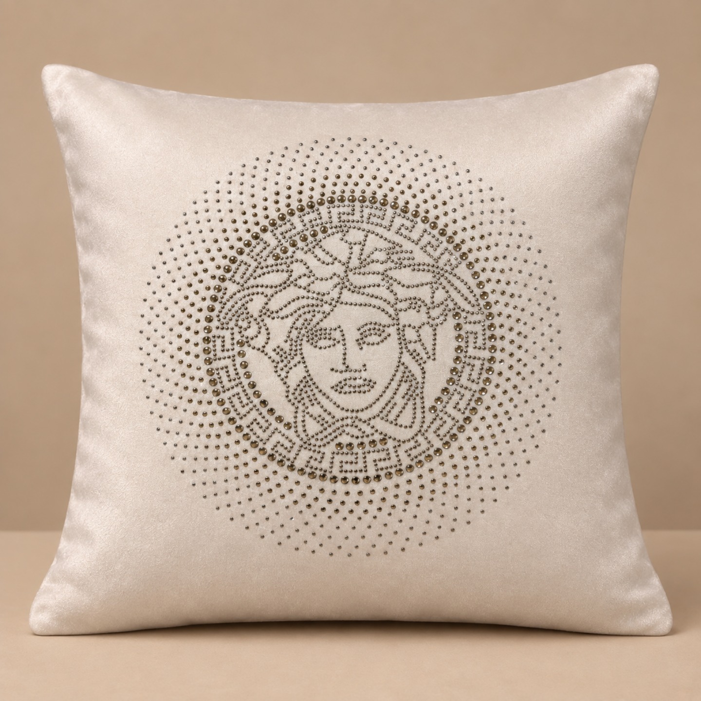 Luxury Medusa Stonework Velvet Cushion Cover